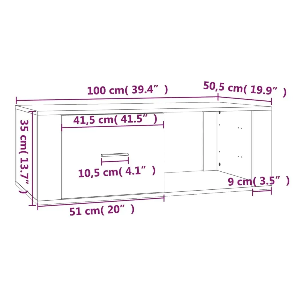 White Coffee Table 100x50.5x35 cm with Drawer