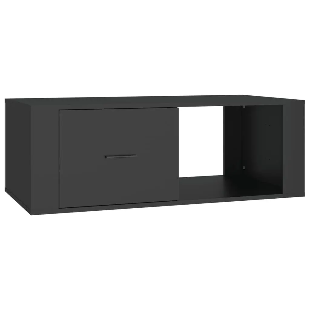 Black Coffee Table with Storage Drawer and Open Space