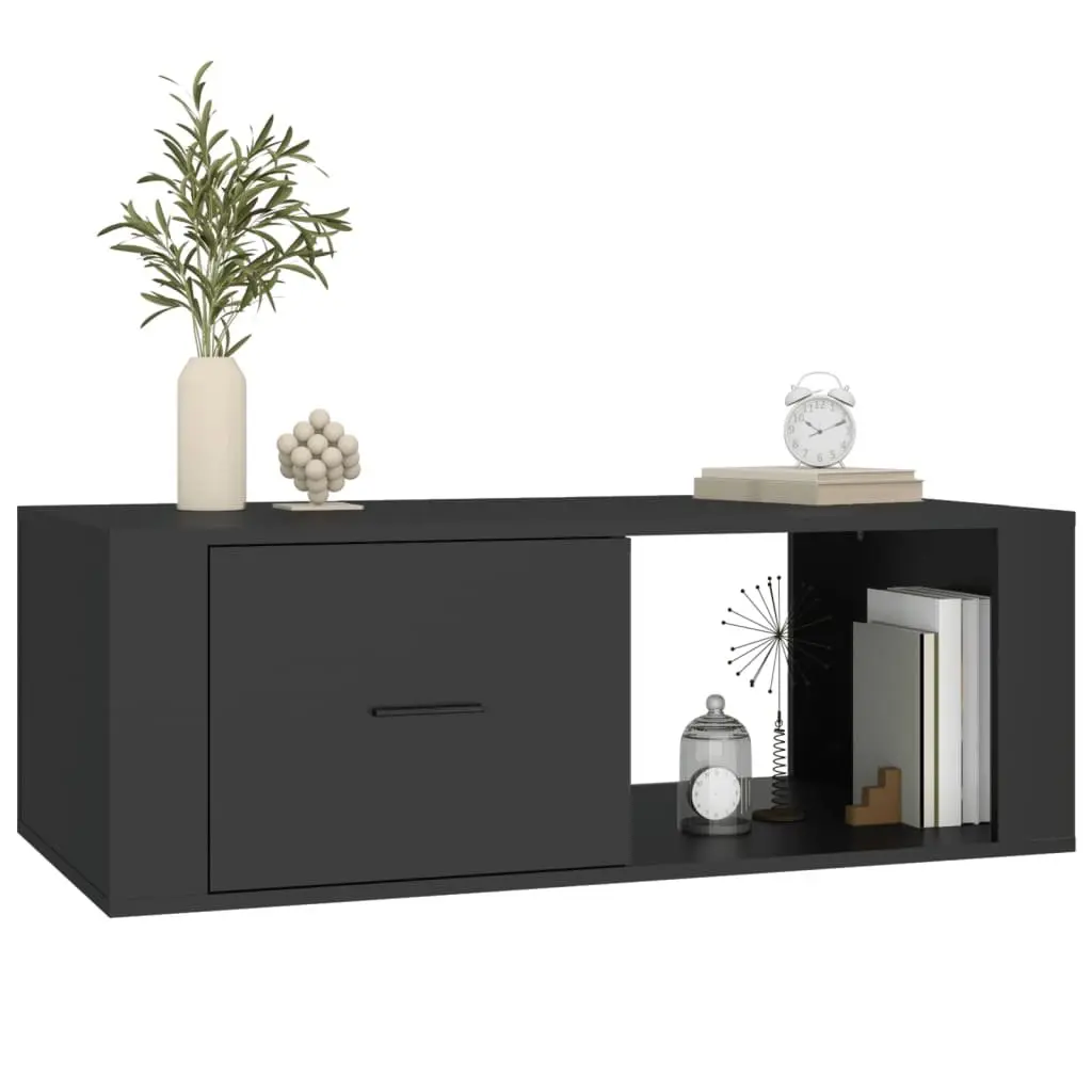 Black Coffee Table with Storage Drawer and Open Space