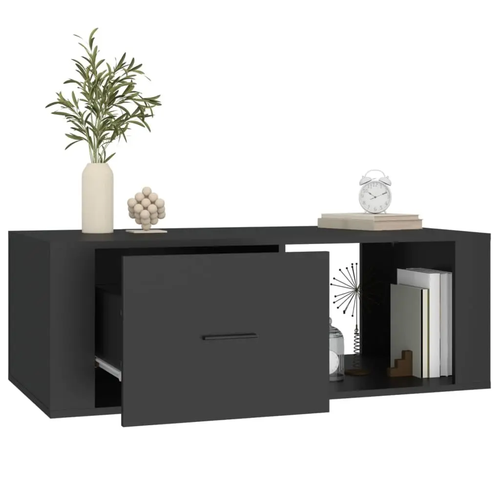 Black Coffee Table with Storage Drawer and Open Space