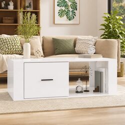 High Gloss White Coffee Table with Storage Compartment