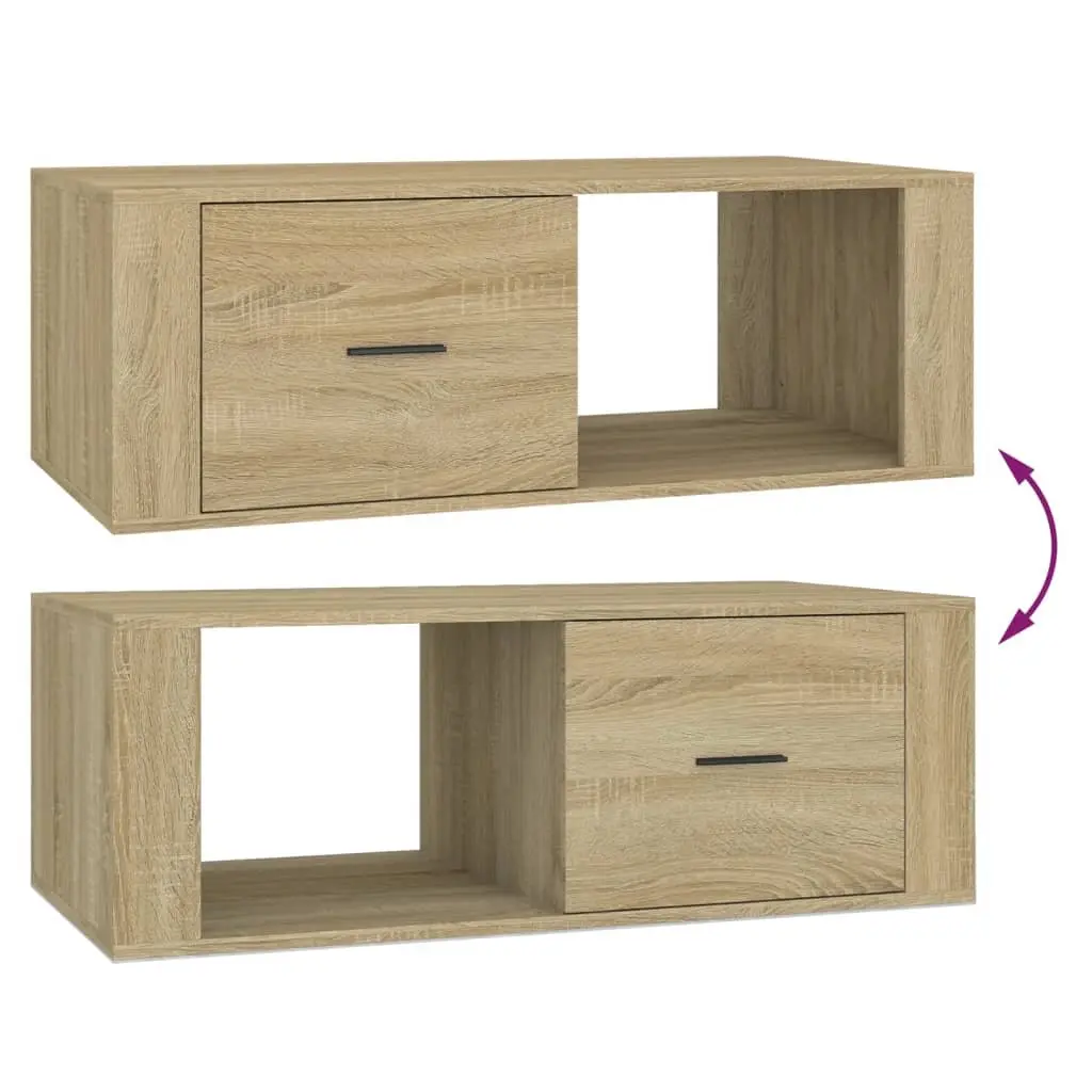 Brown Engineered Wood Coffee Table with Storage Drawer