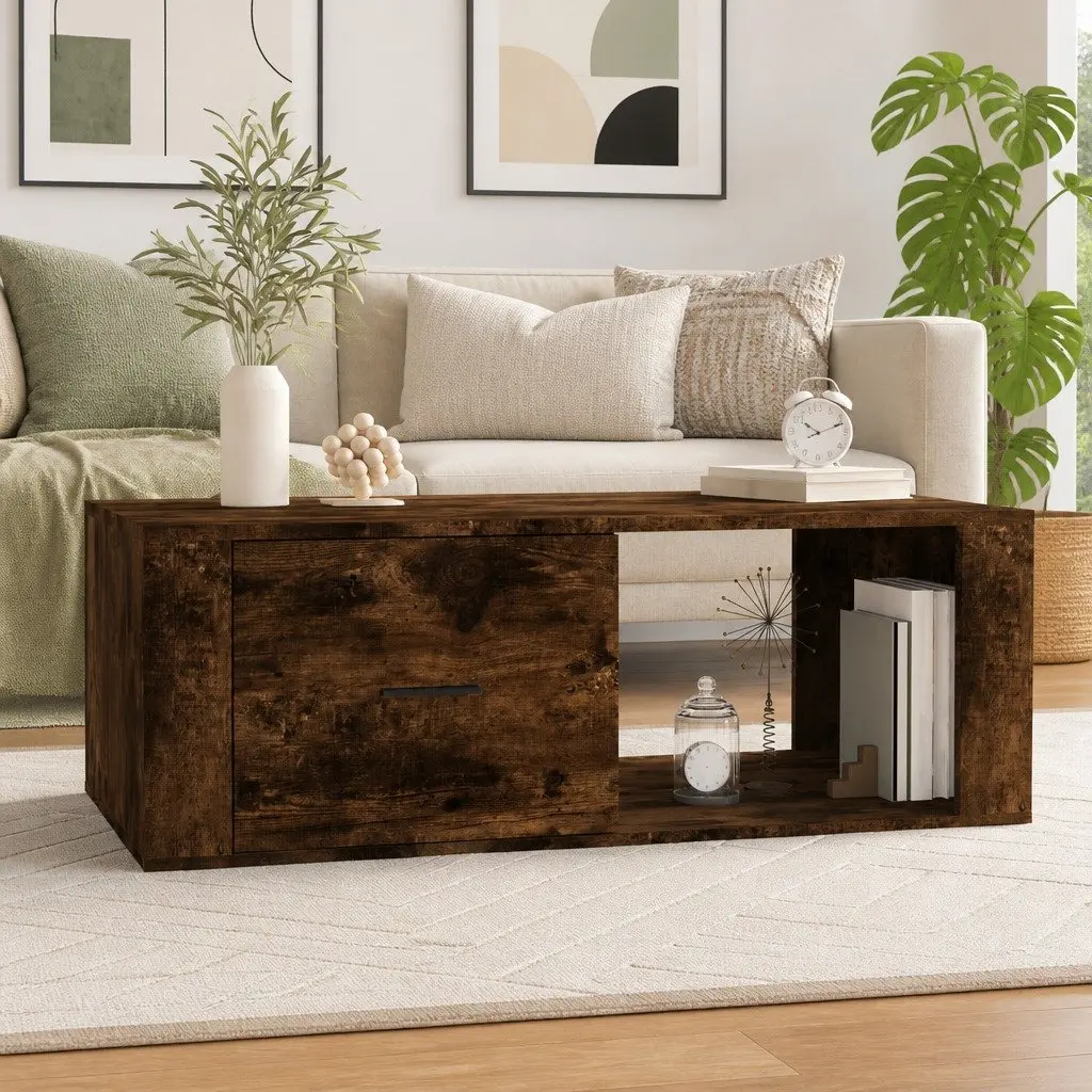Brown Coffee Table with Storage Drawer