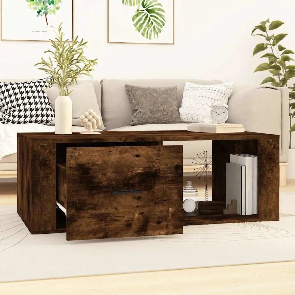 Brown Coffee Table with Storage Drawer
