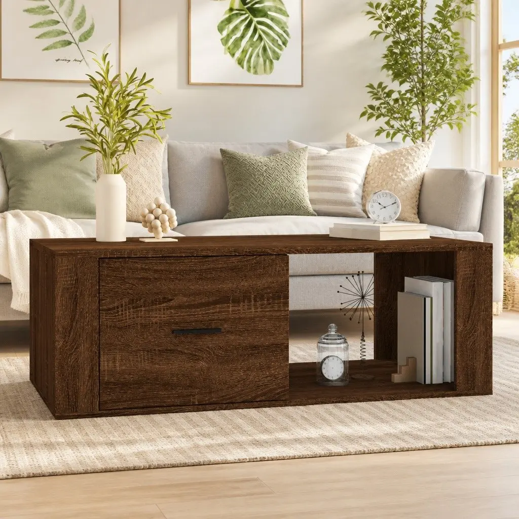 Brown Oak Engineered Wood Coffee Table
