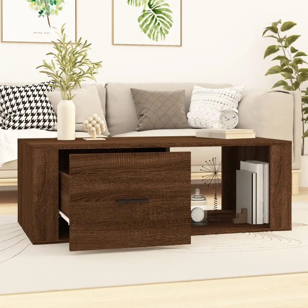 Brown Oak Engineered Wood Coffee Table