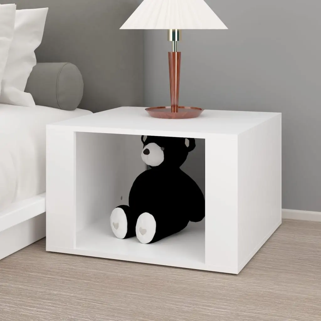 White Bedside Table with Ample Storage