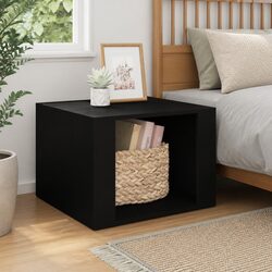 Elegant Black Engineered Wood Bedside Table Nightstand