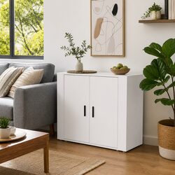 Durable White Sideboard 80x33x70 cm with Storage