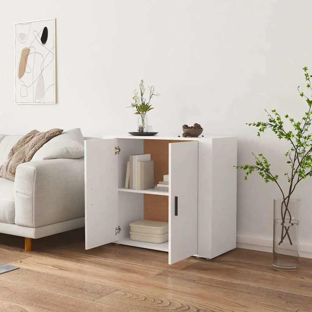 White Sideboard 80x33x70 cm with Storage