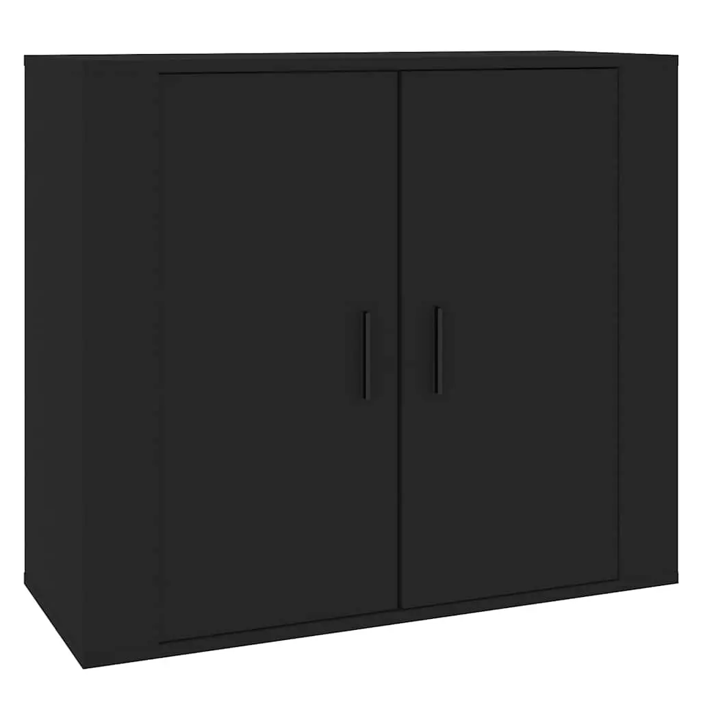 Black Sideboard 80x33x70 cm with Storage Doors