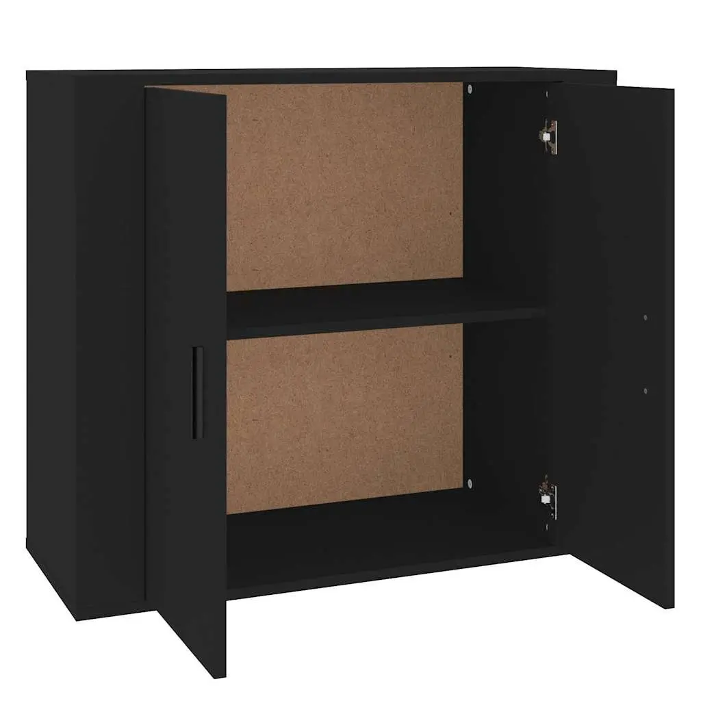 Black Sideboard 80x33x70 cm with Storage Doors