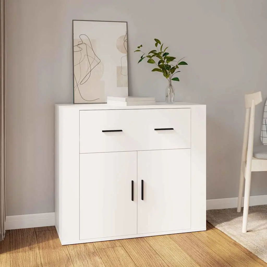 White Sideboard 80x33x70 cm with Multiple Storage Options