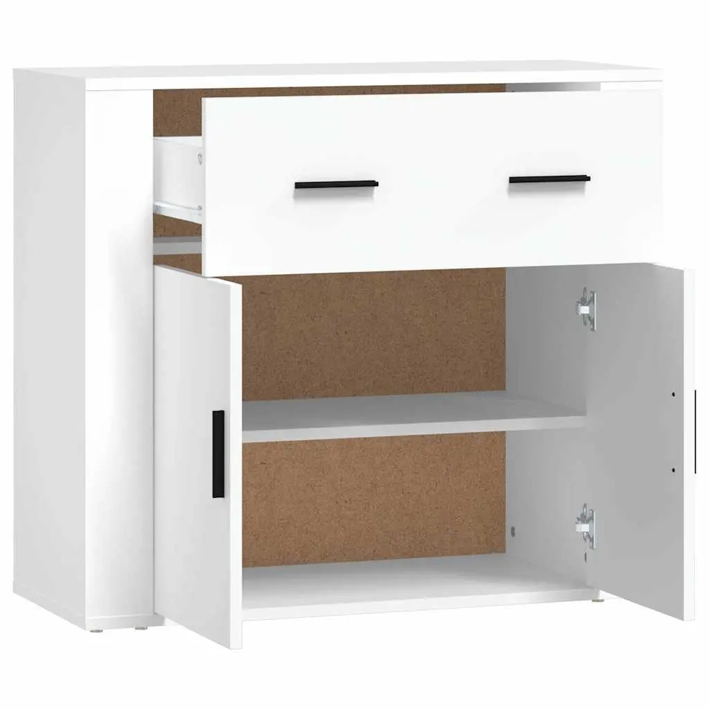 White Sideboard 80x33x70 cm with Multiple Storage Options