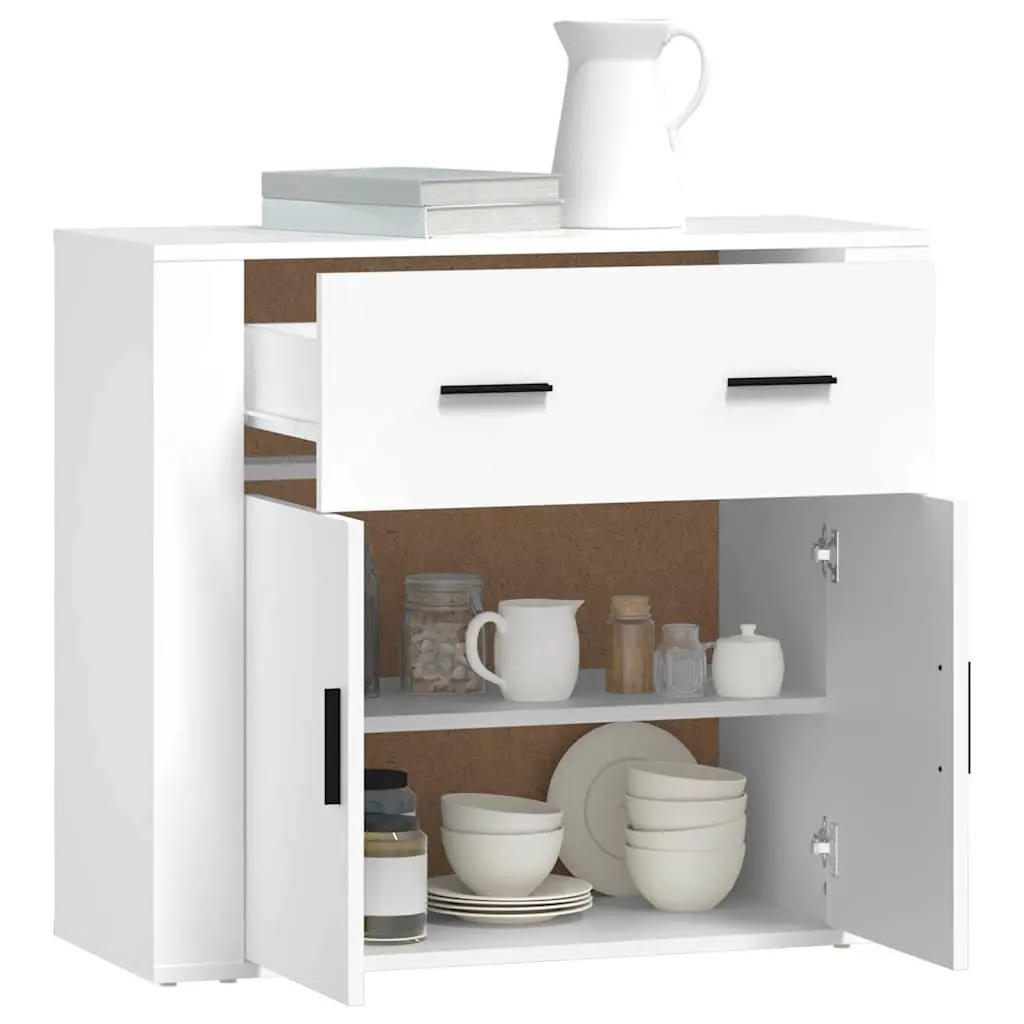 White Sideboard 80x33x70 cm with Multiple Storage Options