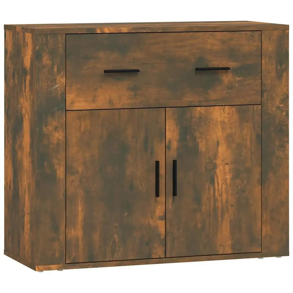Brown Engineered Wood Storage Cabinet with Doors and Drawers