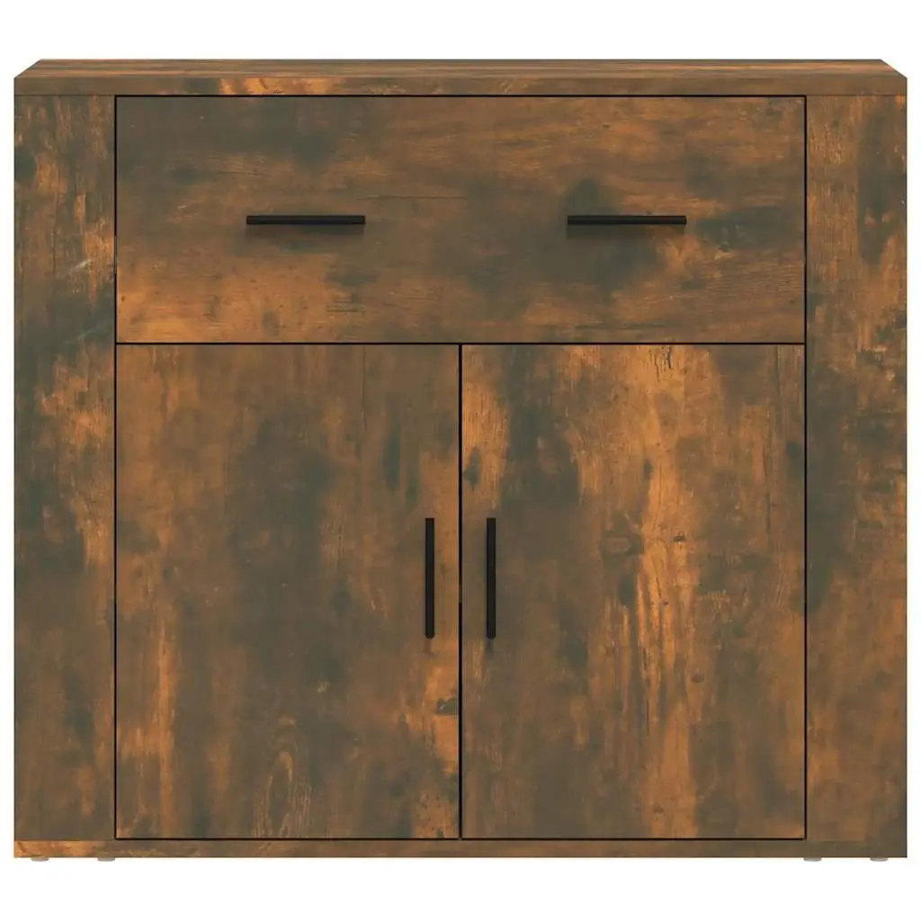 Brown Engineered Wood Storage Cabinet with Doors and Drawers