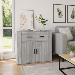 Grey Sideboard Storage Cabinet with Doors Drawers Compartments 80x33x70cm