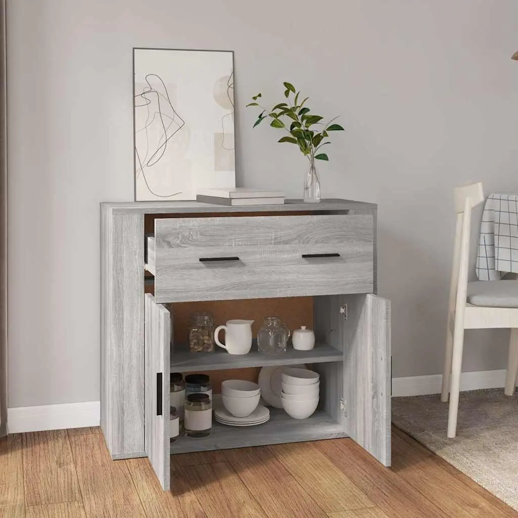 Grey Sideboard Storage Cabinet with Multiple Compartments