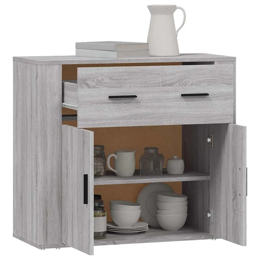 Grey Sideboard Storage Cabinet with Multiple Compartments
