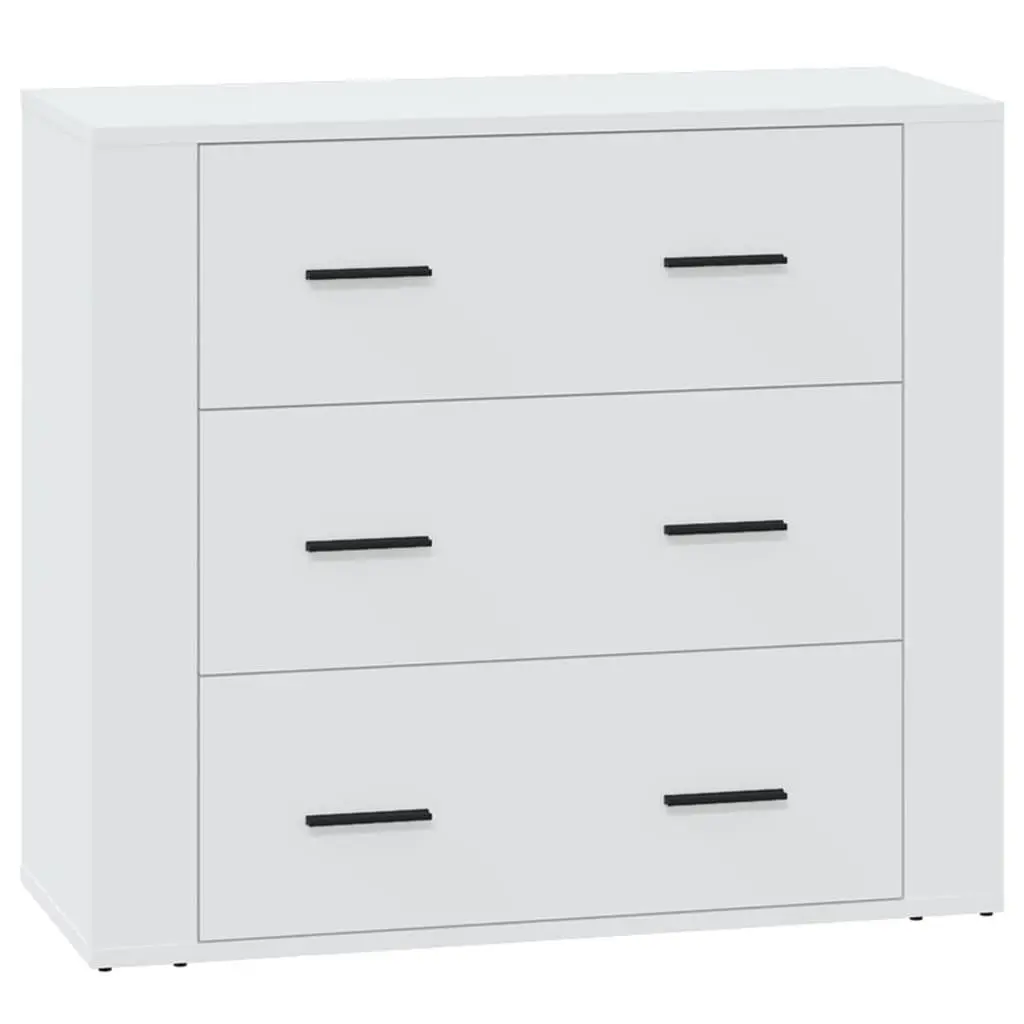 Engineered Wood White Sideboard Cabinet with 3 Drawers