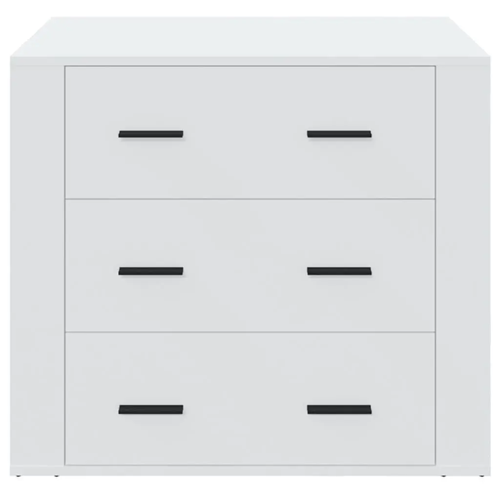 Engineered Wood White Sideboard Cabinet with 3 Drawers