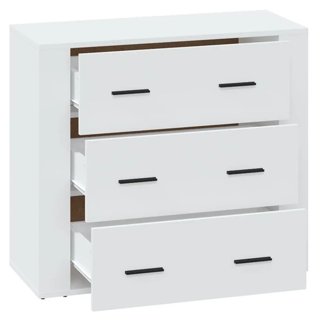 Engineered Wood White Sideboard Cabinet with 3 Drawers