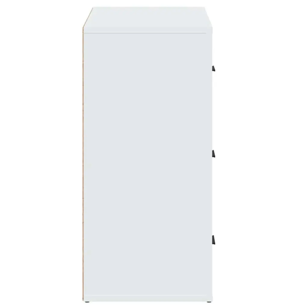 Engineered Wood White Sideboard Cabinet with 3 Drawers