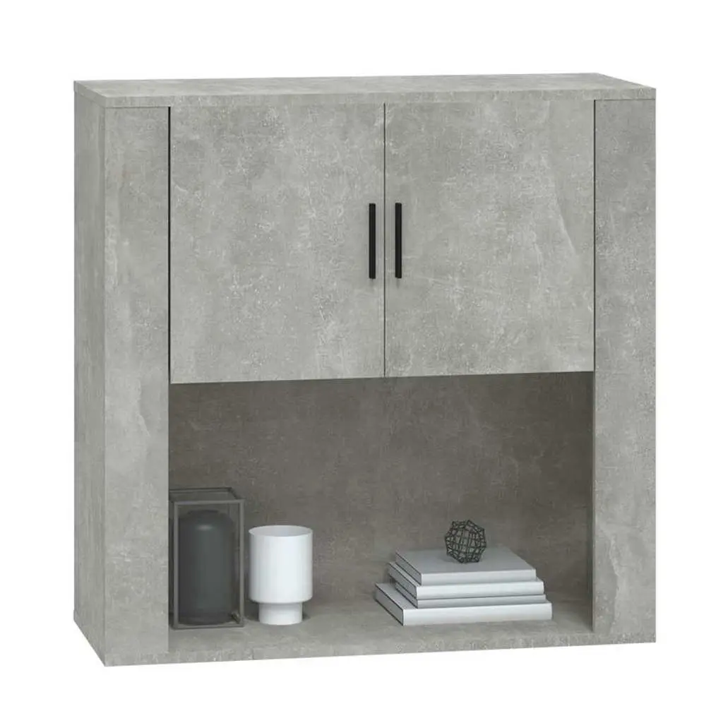 Wall Cabinet Grey Hanging Storage Organiser Engineered Wood 80x33x80 cm