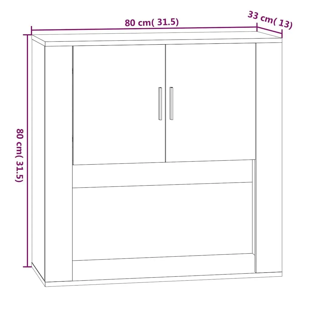 Wall Cabinet Grey Hanging Storage Organiser Engineered Wood 80x33x80 cm
