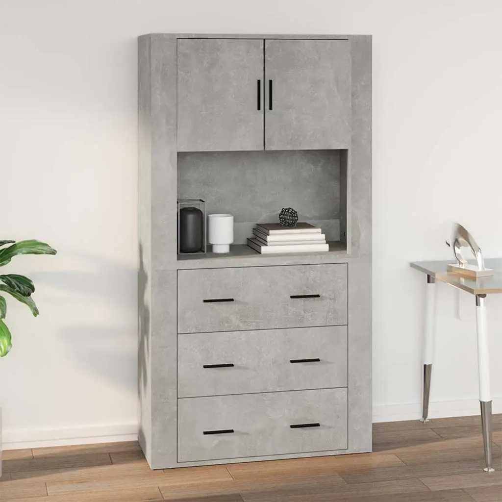 Wall Cabinet Grey Hanging Storage Organiser Engineered Wood 80x33x80 cm