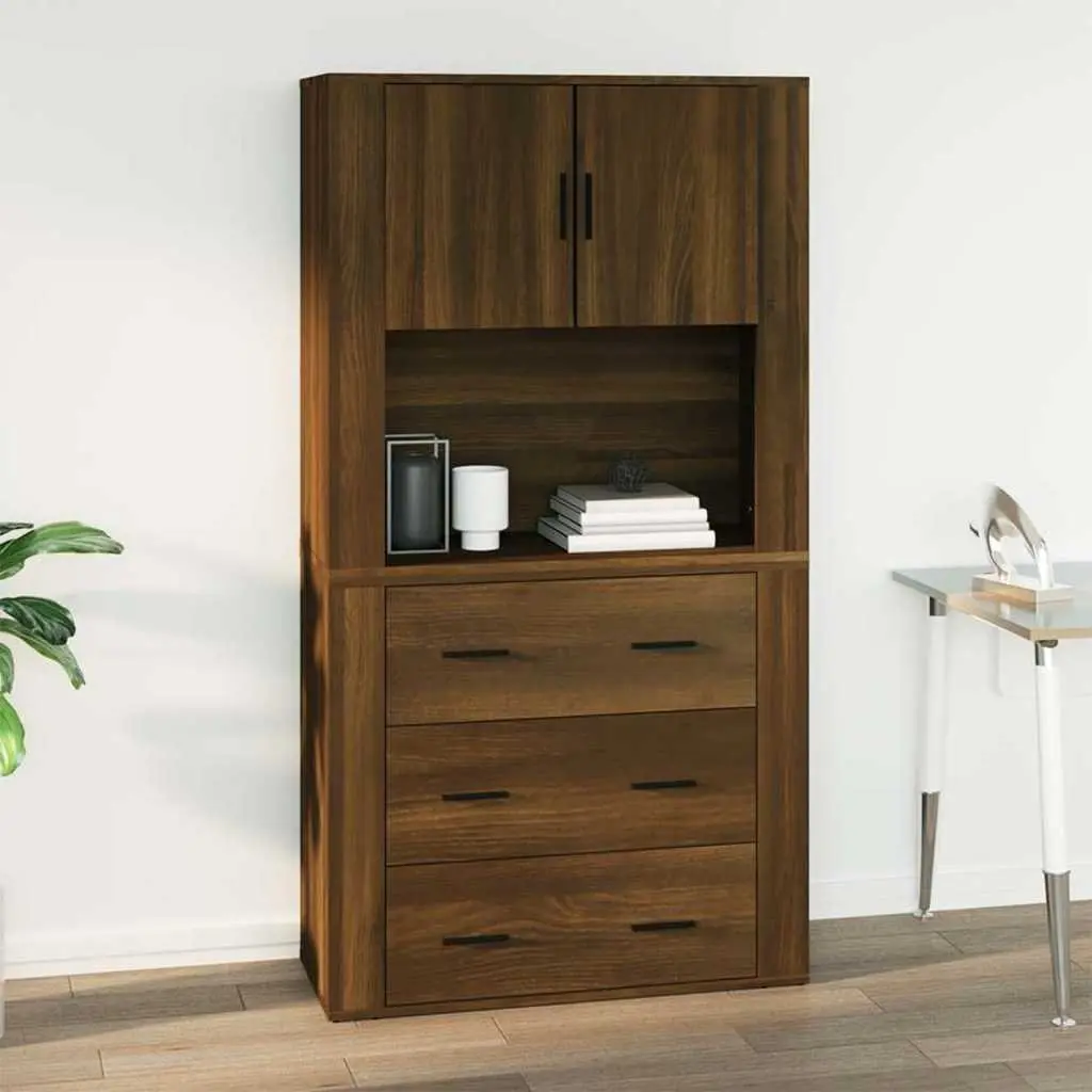 Wall Cabinet Engineered Wood 80x33x80 cm Brown Oak