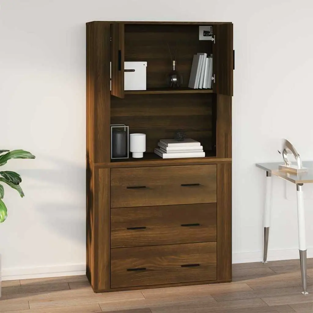 Wall Cabinet Engineered Wood 80x33x80 cm Brown Oak
