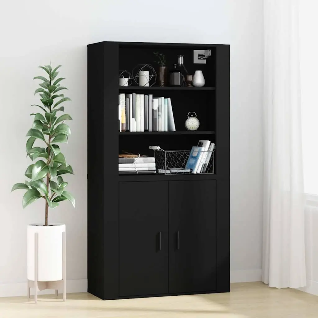 Wall Cabinet Engineered Wood 80x33x80 cm Black