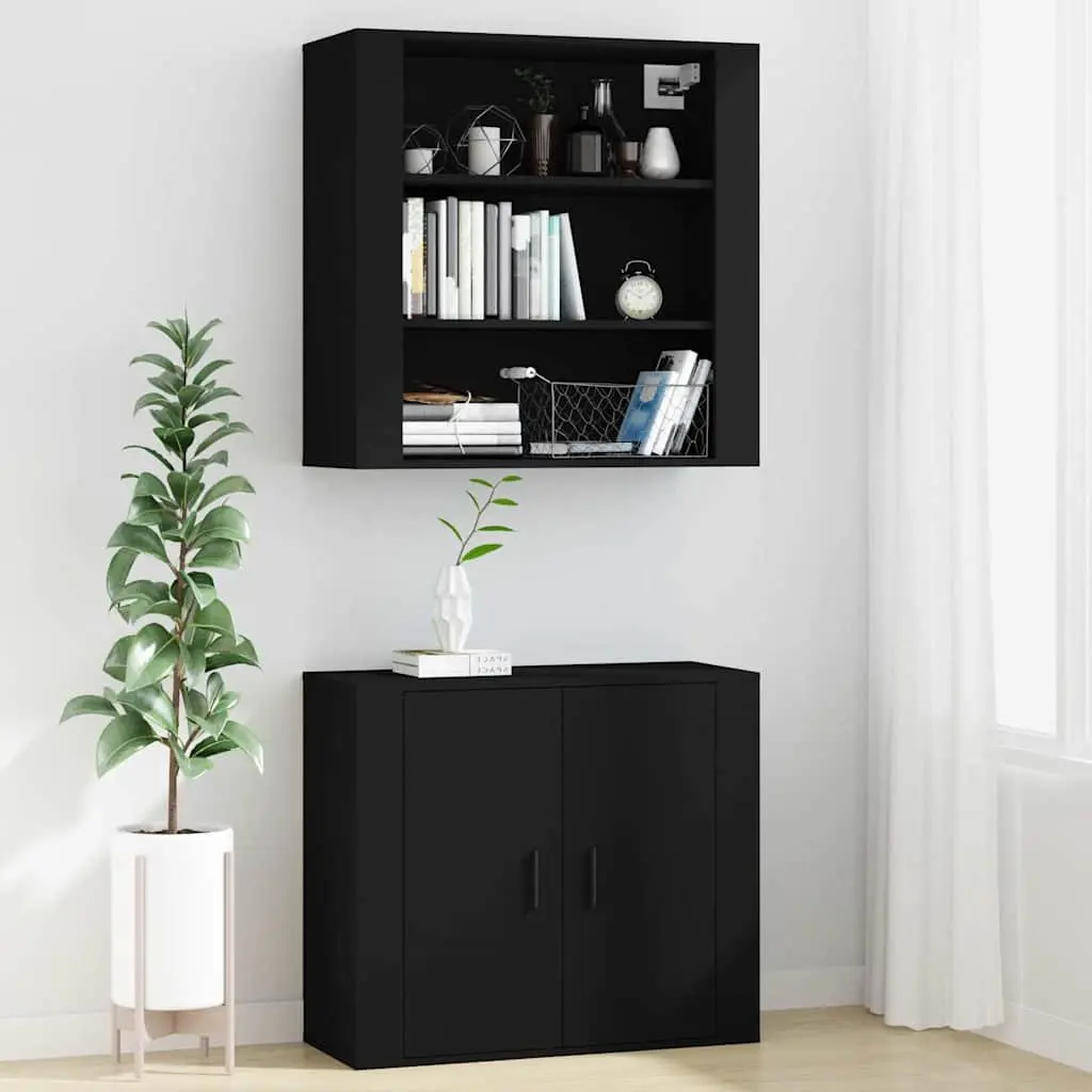 Wall Cabinet Engineered Wood 80x33x80 cm Black