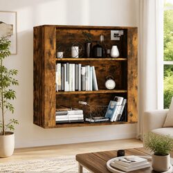 Sturdy Brown Engineered Wood Wall Cabinet with Shelves