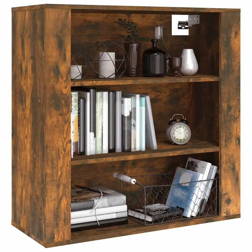 Brown Engineered Wood Wall Cabinet with Shelves