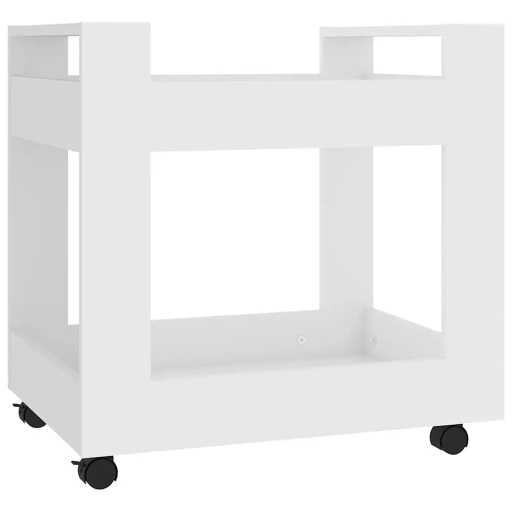 Desk Trolley Engineered Wood 60x45x60 cm White Open Shelves Rolling Casters