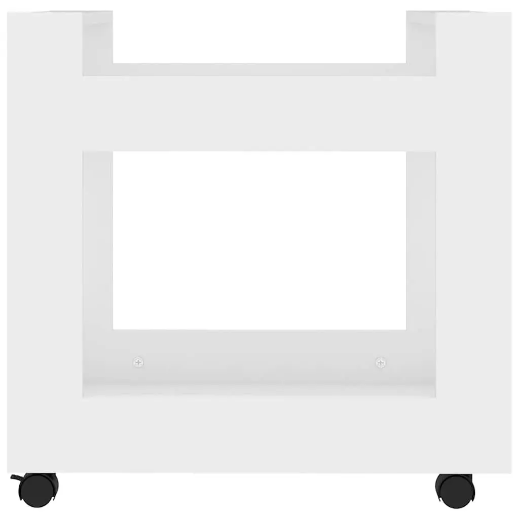 Desk Trolley Engineered Wood 60x45x60 cm White Open Shelves Rolling Casters