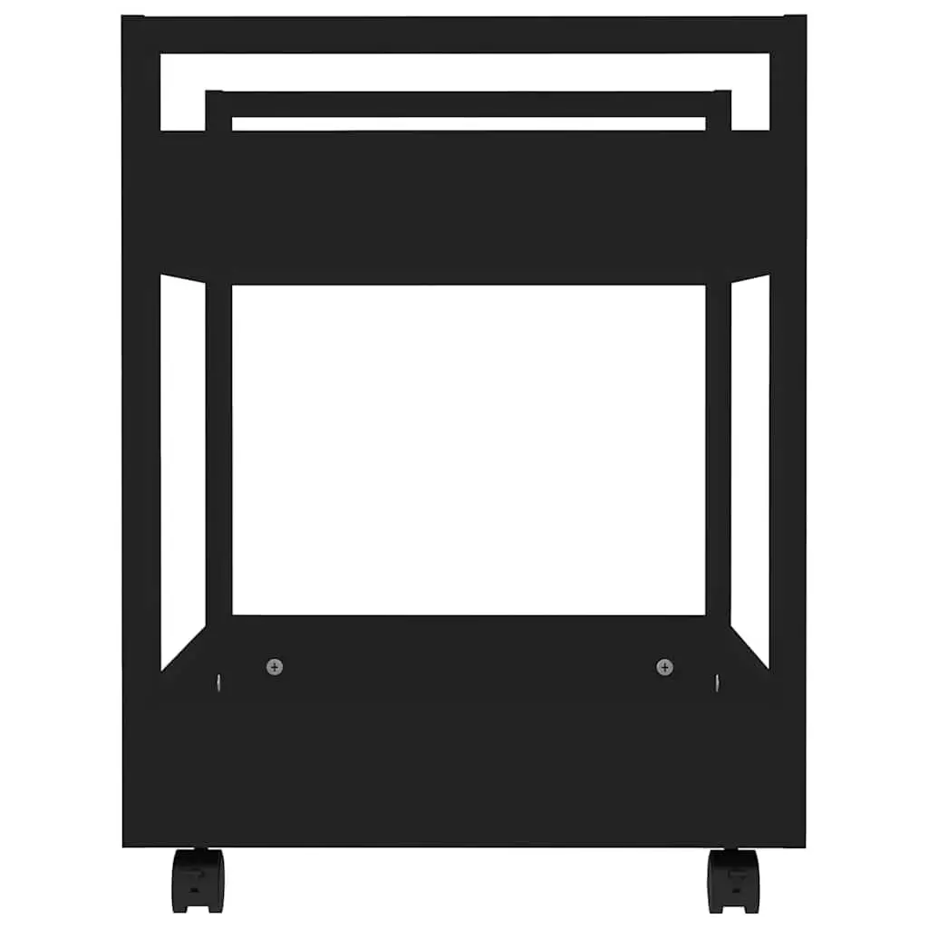 Desk Trolley Engineered Wood 60x45x60cm Black Rolling Storage Shelves