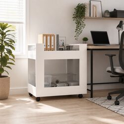 White High Gloss Desk Trolley Storage Cart 60x45x60cm