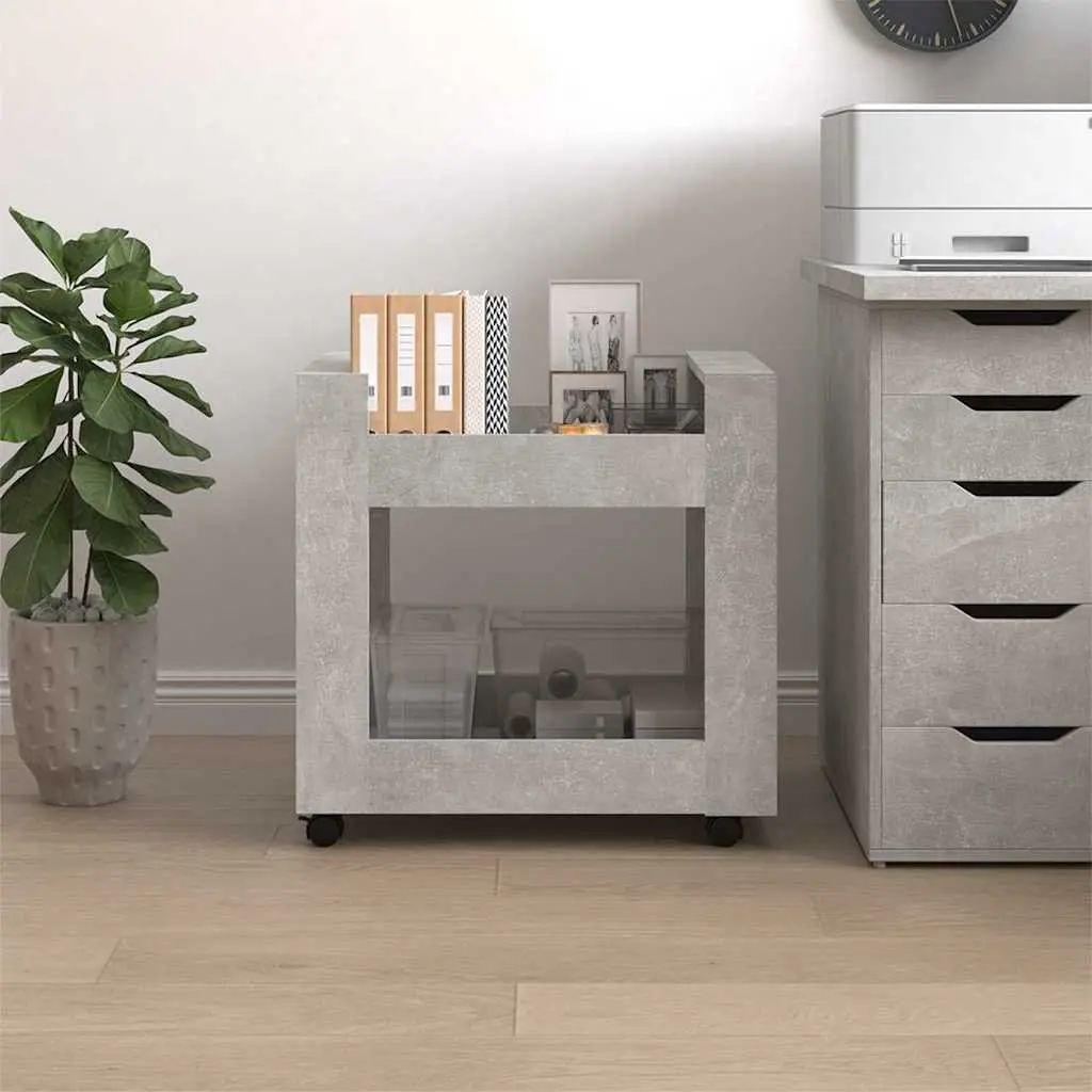 Grey Desk Trolley with Castors for Office Organisation