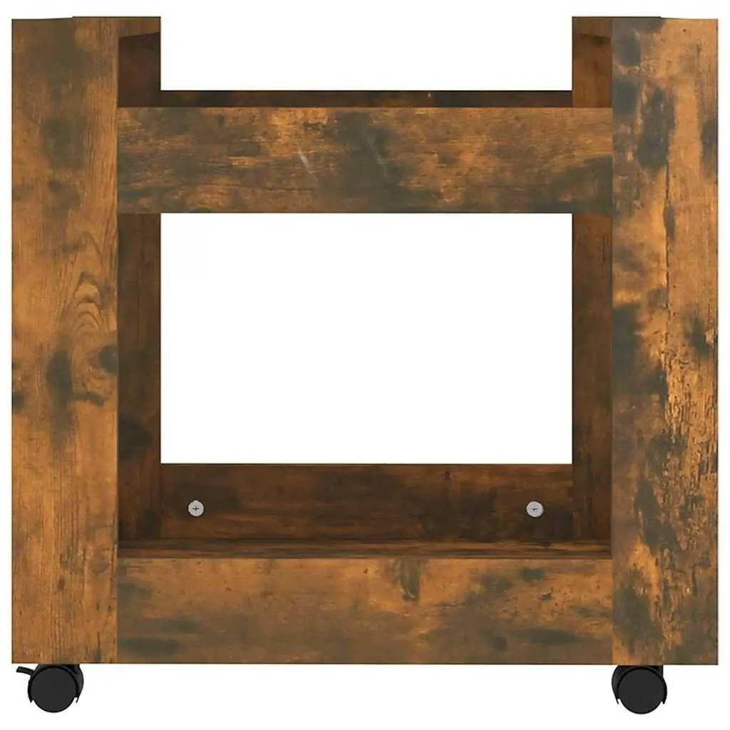 Desk Trolley Engineered Wood 60x45x60 cm Brown Smoked Oak Open Shelves Mobile Casters