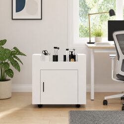 Mobile Office Organiser White Desk Trolley Storage Cabinet