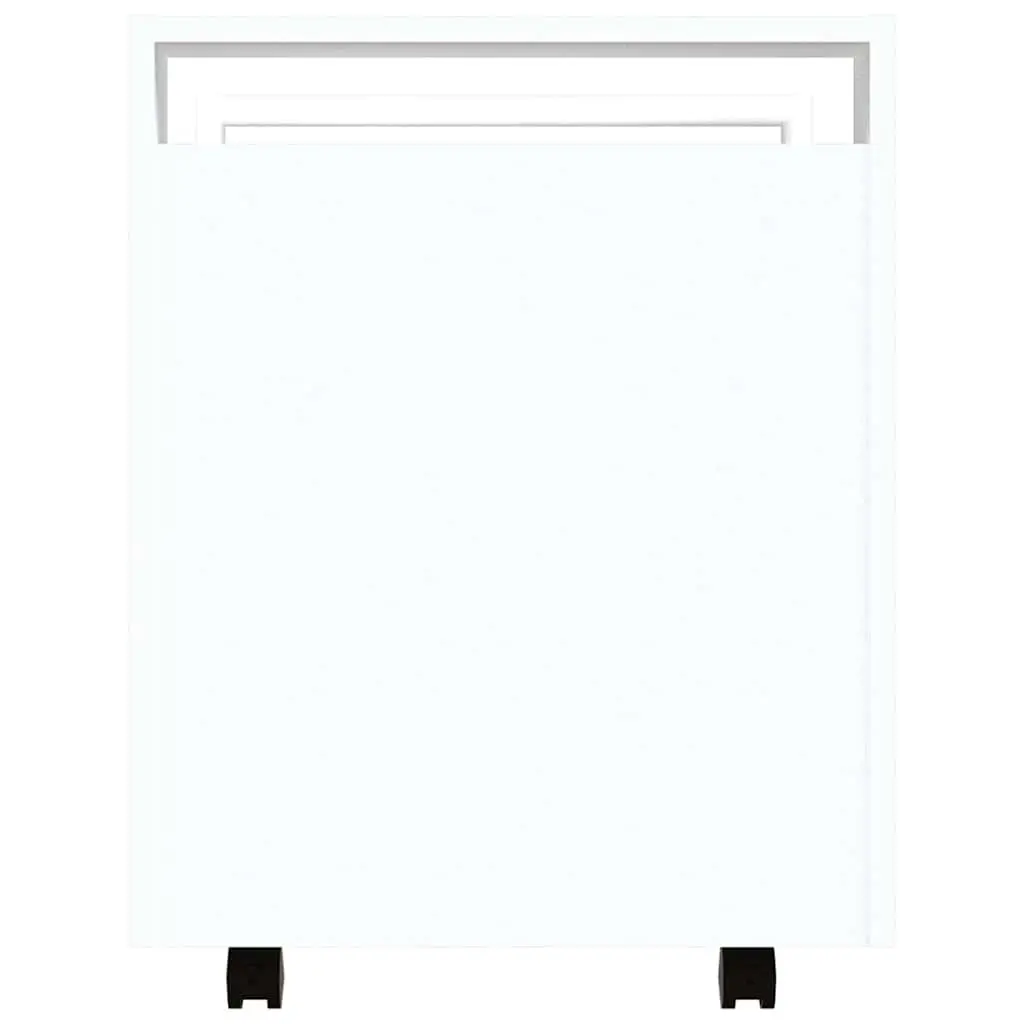 Storage Trolley Engineered Wood 60W x 45D x 60H cm White Mobile Office Organiser