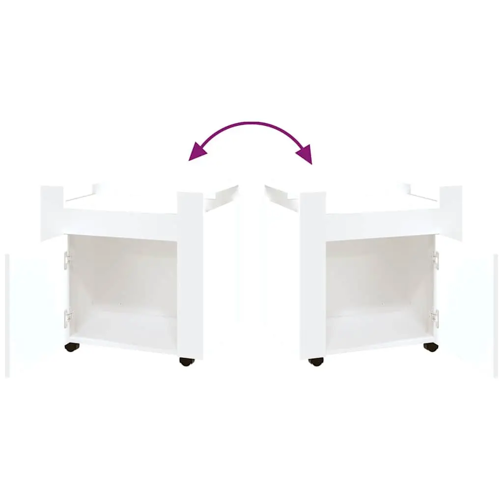Storage Trolley Engineered Wood 60W x 45D x 60H cm White Mobile Office Organiser