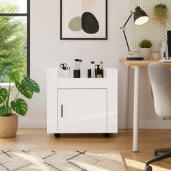 Mobile Storage Cart White 60x45x60cm with Casters