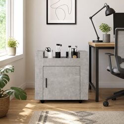 Grey Desk Trolley 60x45x60cm Engineered Wood Storage Unit