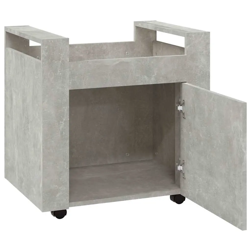 Desk Trolley Engineered Wood 60x45x60cm Grey Mobile Storage Cabinet with Casters