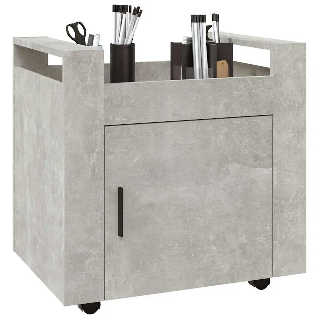 Desk Trolley Engineered Wood 60x45x60cm Grey Mobile Storage Cabinet with Casters